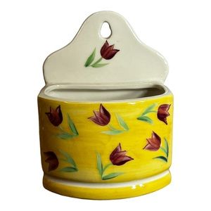 Vintage Hand Painted Porcelain Wall Pocket Box